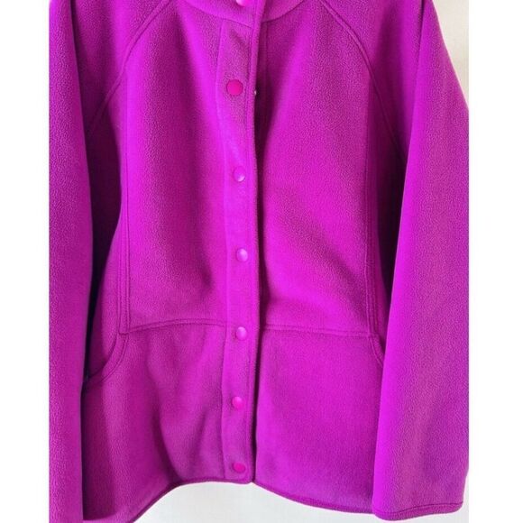 J. Jill Fit Fleece Snap Deep Pile Lined Button Jacket Pink Glow XL NWT in packag - Picture 2 of 5